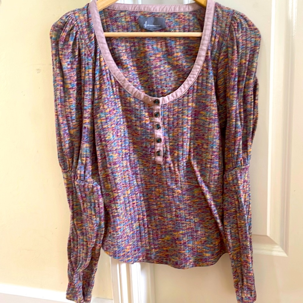 Anthropologie Puff Sleeve Henley Top